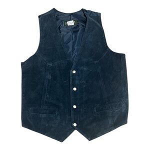 Vintage Drum Dye Blue Leather Vest | 100% Genuine Leather | Y2K Men’s Outerwear.